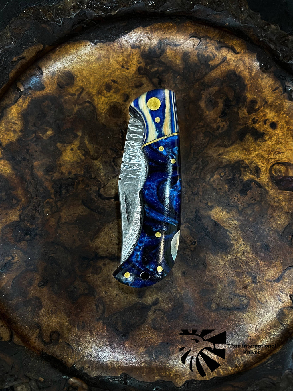 Celestial Damascus Pocket Knife